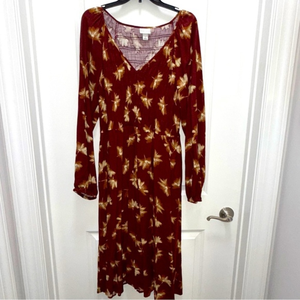 NWOT Target Ava & Viv Leaf Pattern Long Sleeve Dress